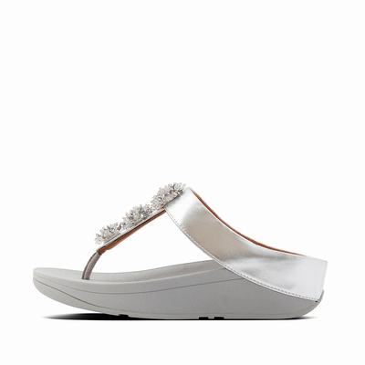 Fitflop Women's GALAXY Toe-Thongs Sandals - Silver, LH8501963